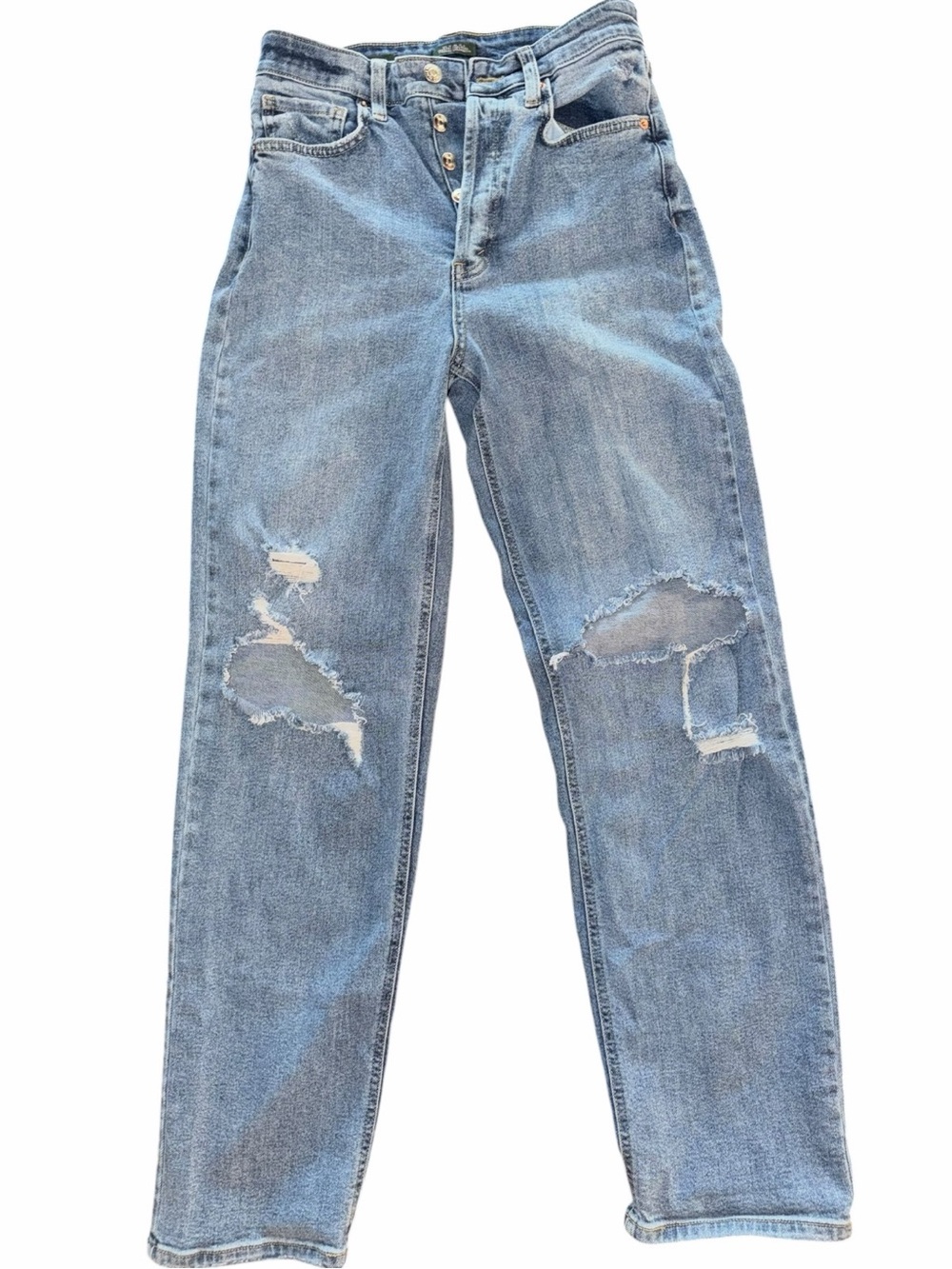 wild fable Light Blue Distressed Straight-Leg Jeans